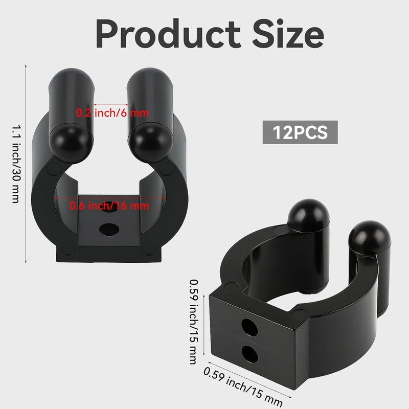 Zelphvt 12 PCS Fishing Rod Clips Billiards Cue Clip Holders Pool Cue Holder Clamps Black Snooker Cues Locating Clip Holder Pool Racks Include Screws - Image 2
